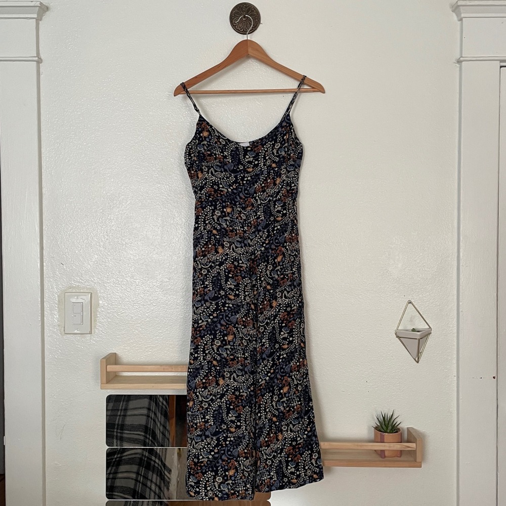 Veronica M Floral‎ Wide Leg Jumpsuit Smocked Back Spaghetti Strap Small